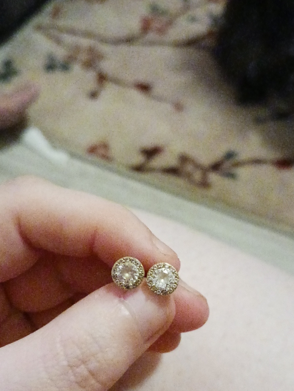 Gold Crystal Halo Stud Earrings - Women Jewelry